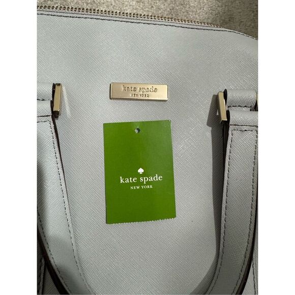 NEW Kate Spade Newbury Lane Cassie Satchel Crossbody Bag Light Smoke Blue Gray - Picture 8 of 9